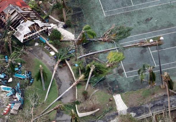 Toppled trees lie on a tennis court after Hurricane Maria battered St. Croix, U.S. Virgin Islands